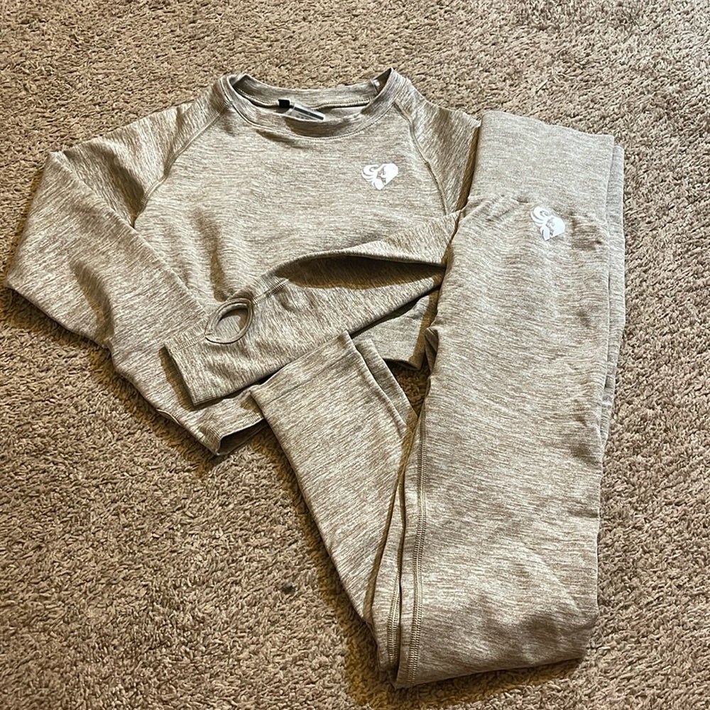 Tan in color women’s workout attire